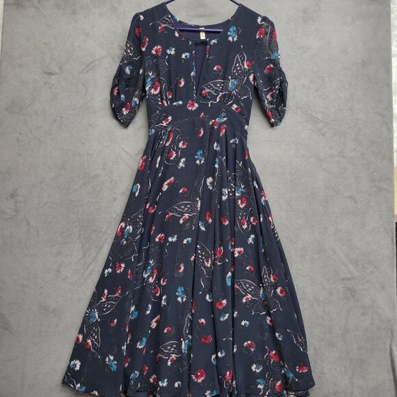 Free People Bonnie Midnight Dress Size 2 Floral Boho - Picture 2 of 6